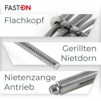 Blindnieten 4,0x14 mm mit Flachkopf DIN 7337 Edelstahl A2