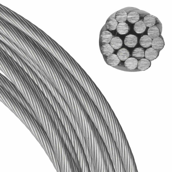 6,0 mm Drahtseil 1x19 hart Edelstahl A4