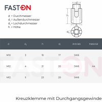 Kreuzklemme Offen 3mm Edelstahl A4