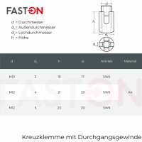 Kreuzklemme Offen 5mm Edelstahl A4