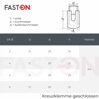 Kreuzklemme Geschlossen 5mm Edelstahl A4