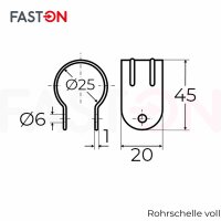 Rohrschellen 25mm VOLL Edelstahl A2