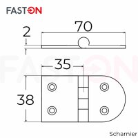 Scharnier 70x38 Edelstahl A4