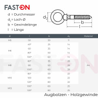 Augbolzen Holzgewinde 8x80mm