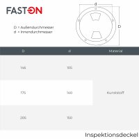 Inspektionsflansch Weiss Plastik 146mm