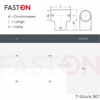 T-Stück 90° 25mm Edelstahl A4