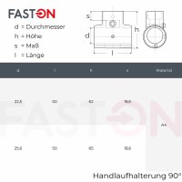Handlaufhalterung 90° 25mm Edelstahl A4