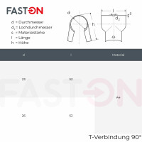 T-Verbindung 90 &deg; 22mm Edelstahl A4