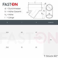 T-St&uuml;ck 60&deg; 22mm Edelstahl A4