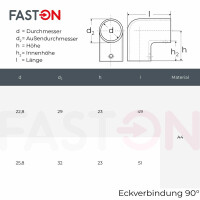 Eckverbindung 90&deg; Feinguss 25mm