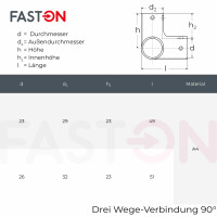 Drei Wege-Verbindung 90&deg;  22mm