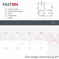 Drei Wege-Verbindung 90° 22mm