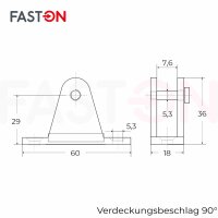 Verdeckbeschlag 90° 60x18x29mm