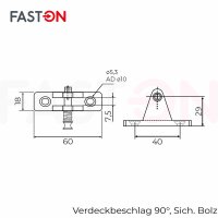Verdeckbeschlag 90° 18mm Sich.Bolz