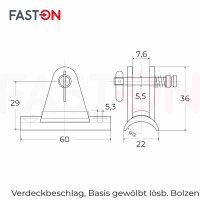 Verdeckbeschlag 22mm Basis Gewölbt