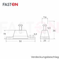 Verdeckbeschlag 50x23x18mm Edelstahl A4