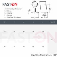 Handlaufendstück 60° 25mm