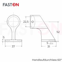 Handlaufdurchlass 60° 22mm
