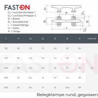 Belegklampe 300mm Rund