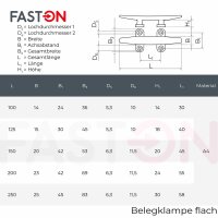 Belegklampe 100mm Flach