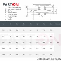 Belegklampe 250mm Flach