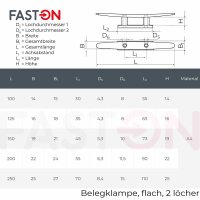 Belegklampe 150mm Flach 2 löcher