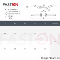 Flaggenklampe 50mm Edelstahl A2
