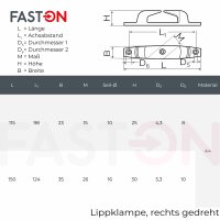 Lippklampe 150mm Steuerbord