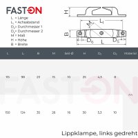 Lippklampe 150mm Backbord