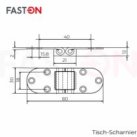 Scharniere 30x80x2mm Tisch Edelstahl A2