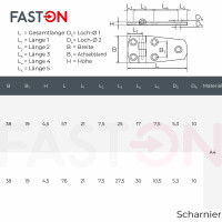 Scharniere 38mm Edelstahl A4