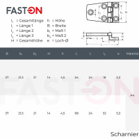 Scharniere 37mm Edelstahl A4