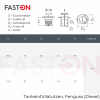 Tankeinf&uuml;llstutzen 75mm Diesel