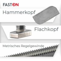 Hammerkopfschrauben M8x20 für Montageschienen Typ 28/15 Edelstahl A2