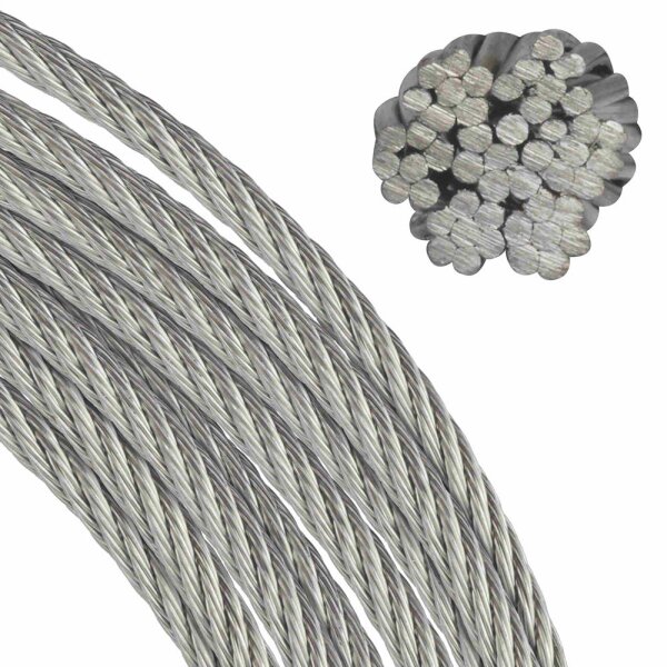 3,0 mm Drahtseil 7x7 mittelweich Edelstahl A4