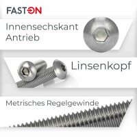 Linsenkopfschrauben Innensechskant (ISK) ISO 7380 Edelstahl A2