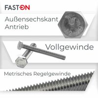 Sechskantschrauben M5x10 DIN 933 Edelstahl A2