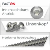 Linsenkopfschrauben M3x4 mit Innensechskant ISO 7380 Edelstahl A2