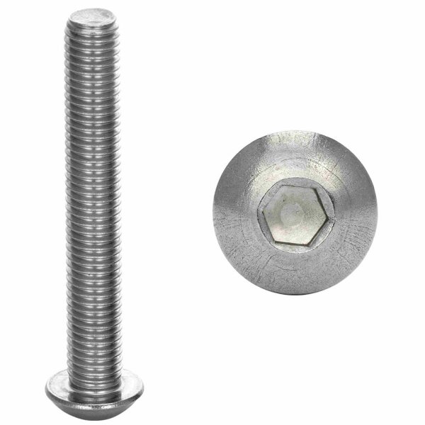 Linsenkopfschrauben M8x45 mit Innensechskant ISO 7380 Edelstahl A2