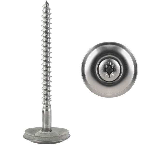 Spenglerschrauben POZI (PZ) mit U-Scheibe (25mm) ähnl. DIN 7995 Edelstahl A2