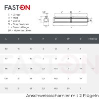 Anschweisscharnier-96mm Edelstahl A2