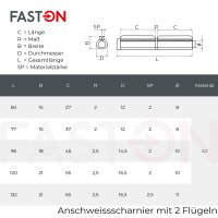 Anschweisscharnier-132mm Edelstahl A2