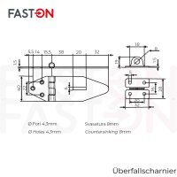 Überfallscharnier Typ A 90mm Edelstahl A2