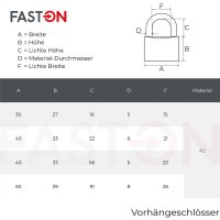 Vorhängeschlösser Typ F-40x33x22