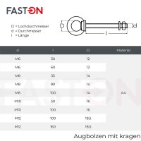 Augbolzen Kragen M. Gewinde M10x50mm