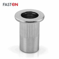 Flachkopf-Einnietmuttern M3x10 Rundschaft offen gerändelt Edelstahl A2