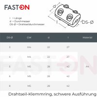 Drahtseil-Klemmring, Schwere Ausf&uuml;hrung 5mm Edelstahl A4