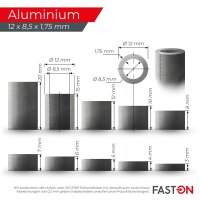 Distanzhülse 12x8,5x20 Aluminium