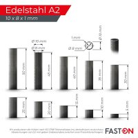 Distanzhülse 10x8x30 Rohr geschweißt Edelstahl A2