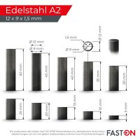 Distanzhülse 12x9x10 Rohr geschweißt Edelstahl A2
